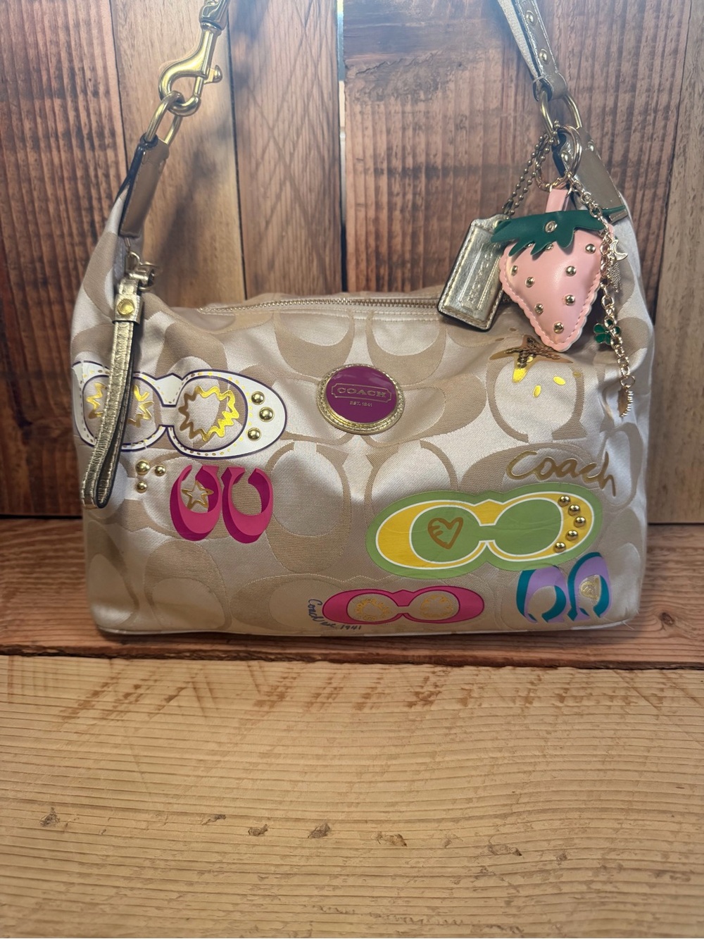 Coach Poppy Signature Sateen Appliqué Hobo Bag 🩷✨💙